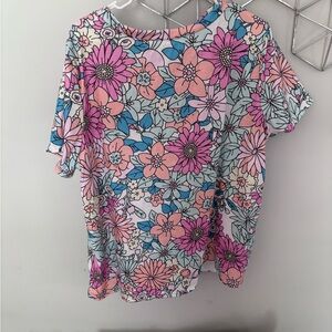 Floral Women's Top - Pink and Blue